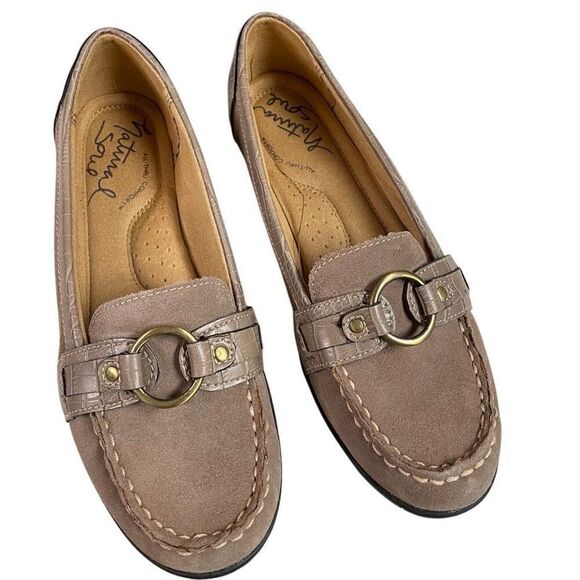 NATURAL SOUL Women’s Wendi Classic Comfort Loafers Preppy Taupe Size 8 - Picture 1 of 11